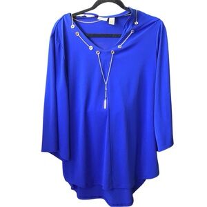 Chico's Royal Blue Blouse with Silver Accents size 2